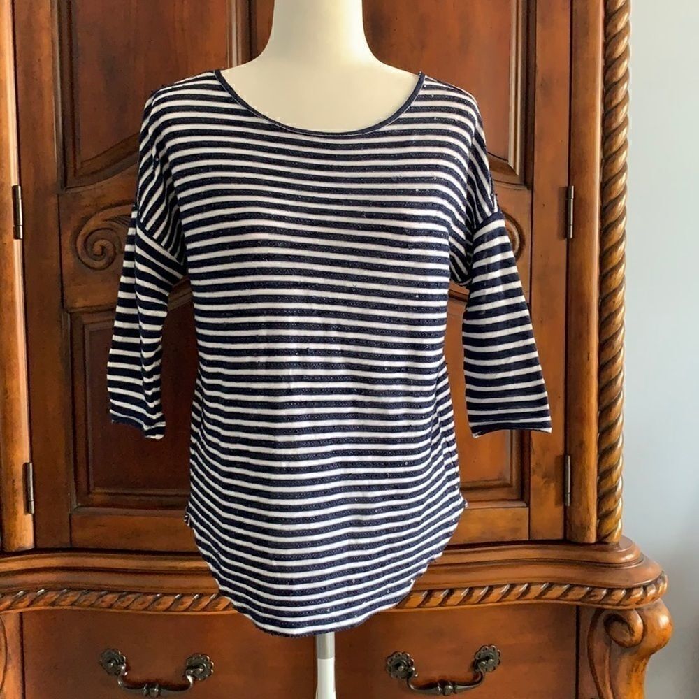 Loft navy striped raglan sleeve top- size XS